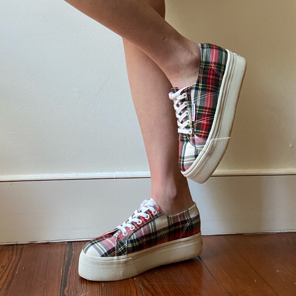 plaid superga platforms